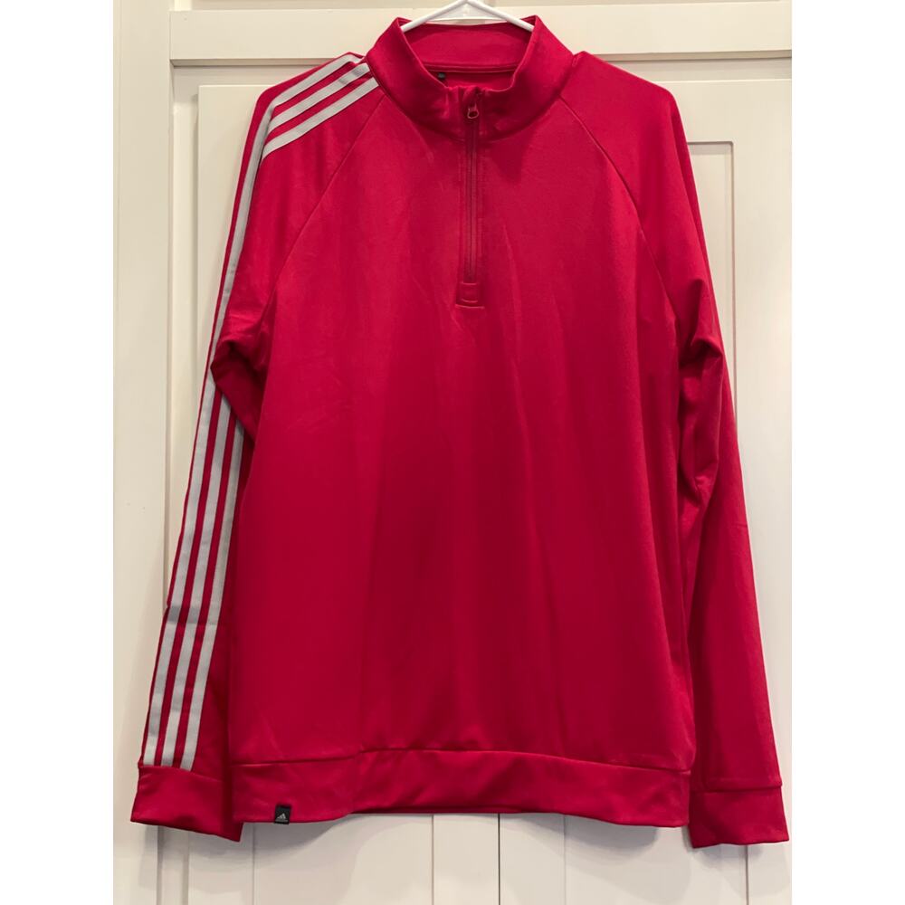 Adidas 3 stripe 1/4 zip Red pullover NWOT